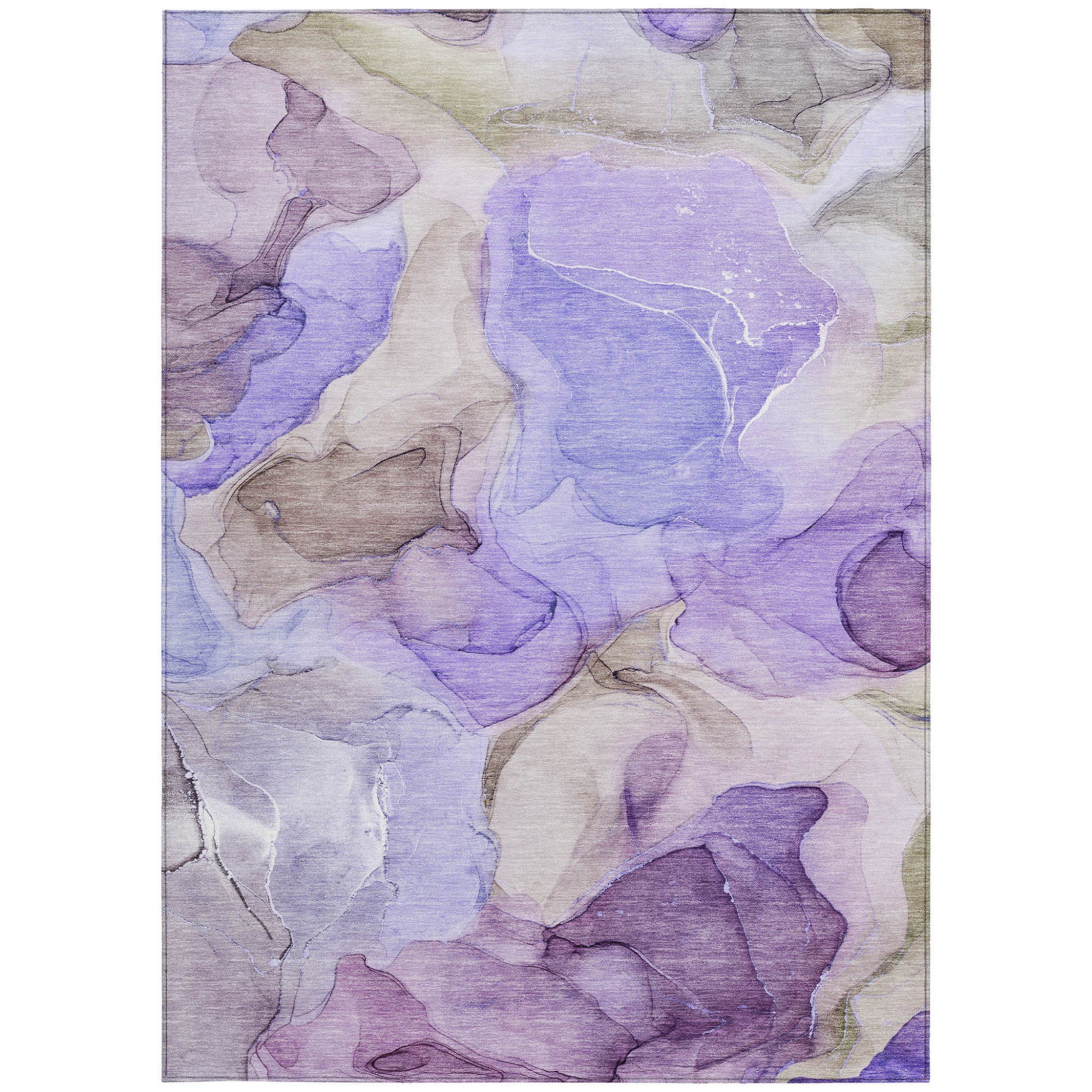 8' X 10' Gray and Purple Abstract Washable Non Skid Indoor Outdoor Area Rug