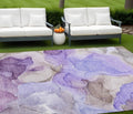 8' X 10' Gray and Purple Abstract Washable Non Skid Indoor Outdoor Area Rug