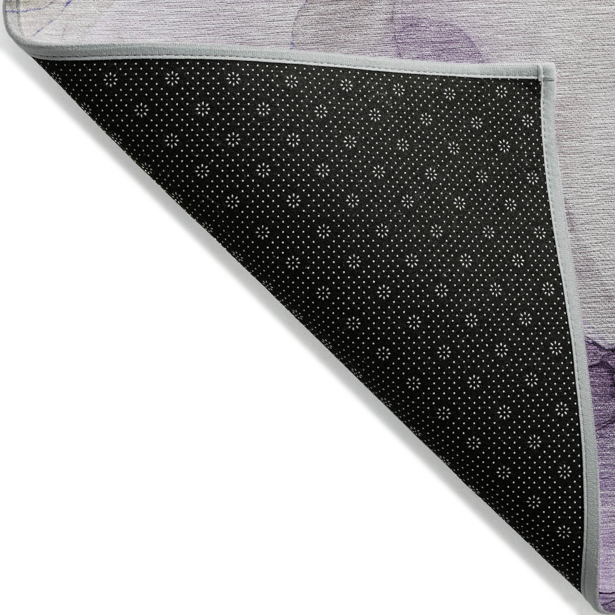 8' X 10' Gray and Purple Abstract Washable Non Skid Indoor Outdoor Area Rug