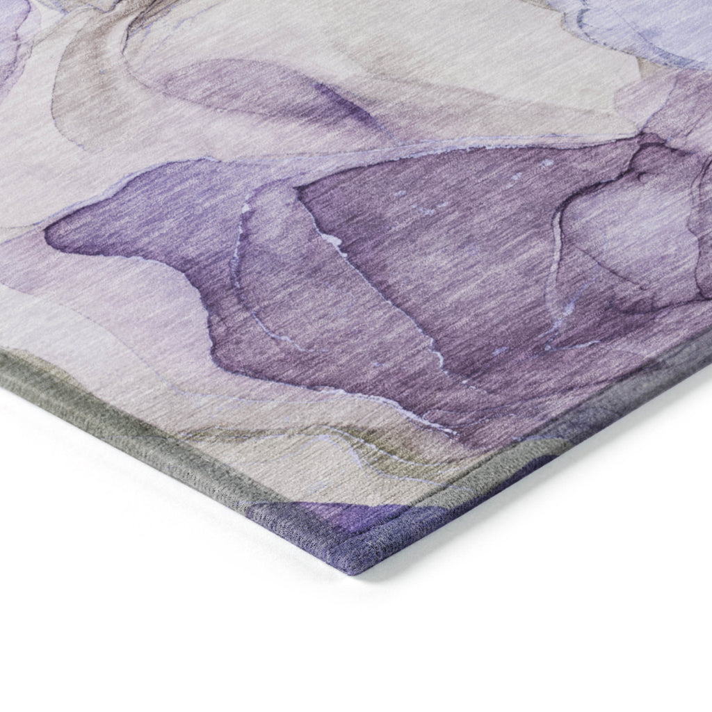 8' X 10' Gray and Purple Abstract Washable Non Skid Indoor Outdoor Area Rug