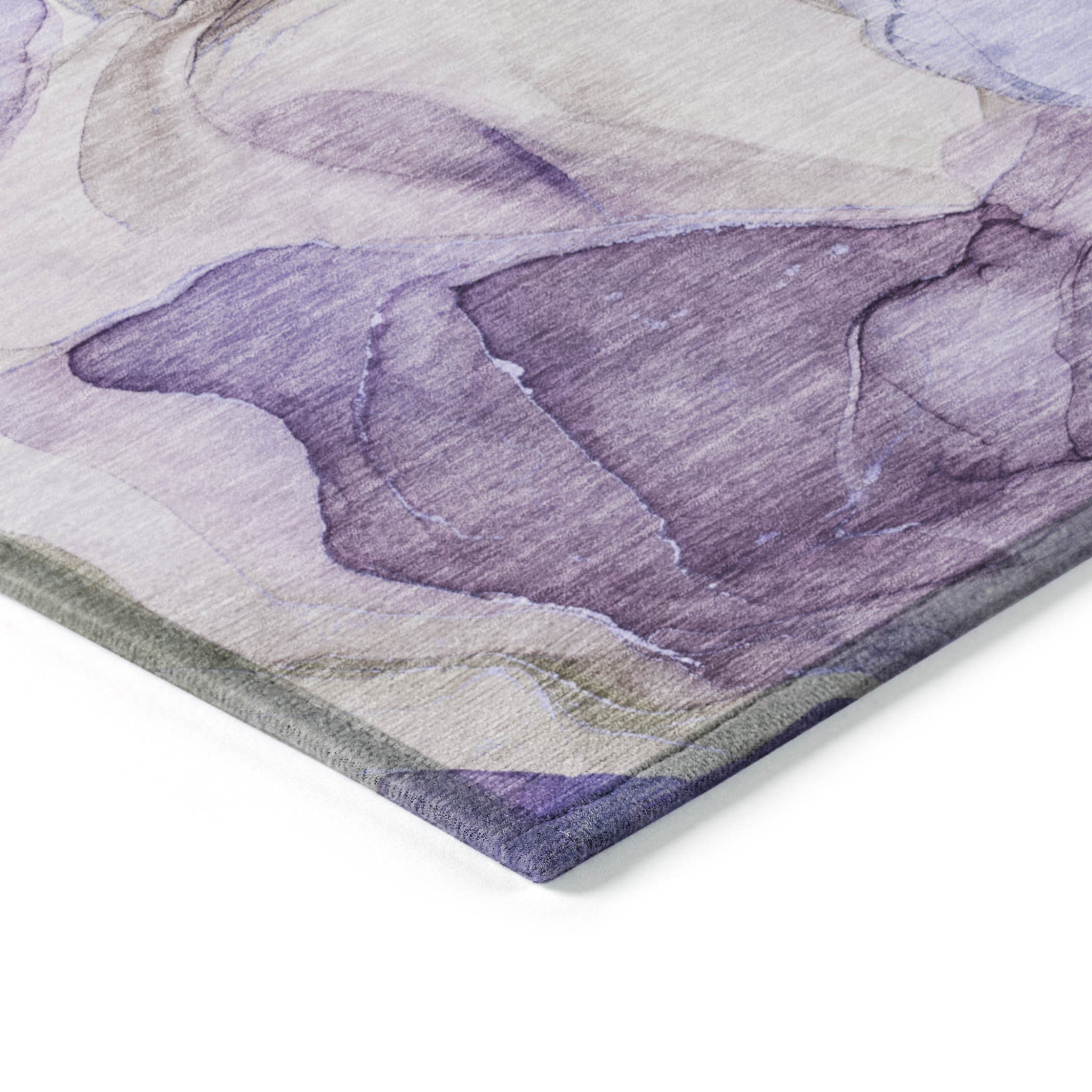 8' X 10' Gray and Purple Abstract Washable Non Skid Indoor Outdoor Area Rug
