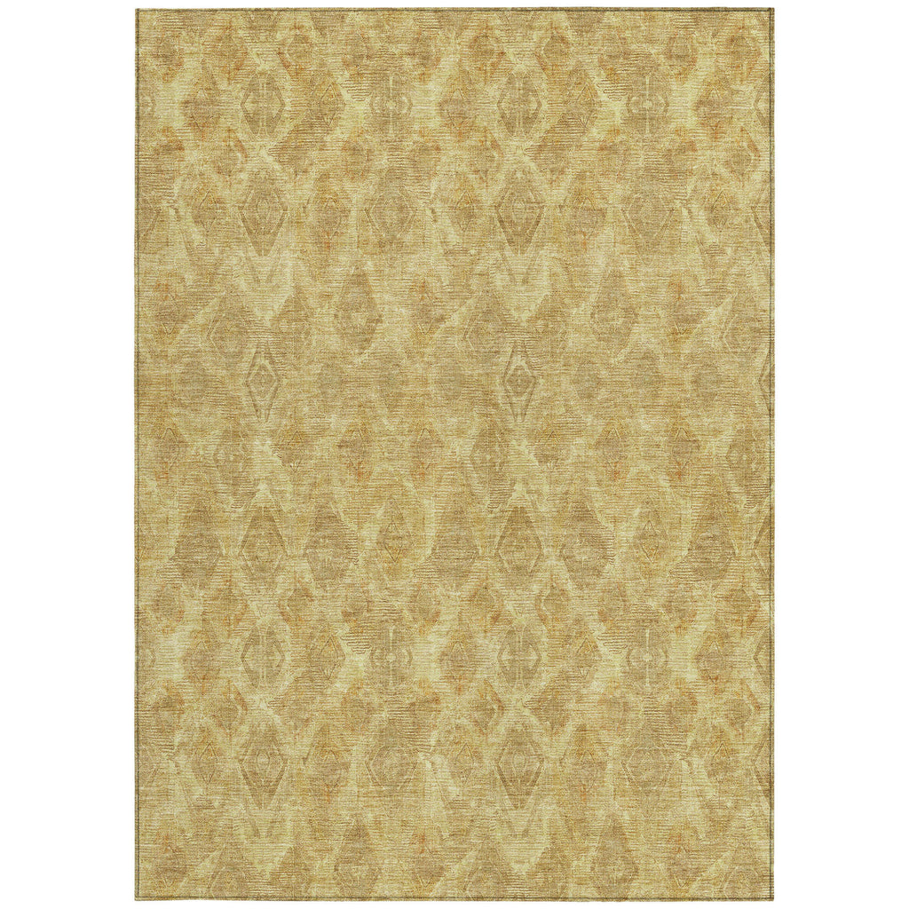 10' X 14' Gold Taupe And Beige Geometric Washable Indoor Outdoor Area Rug