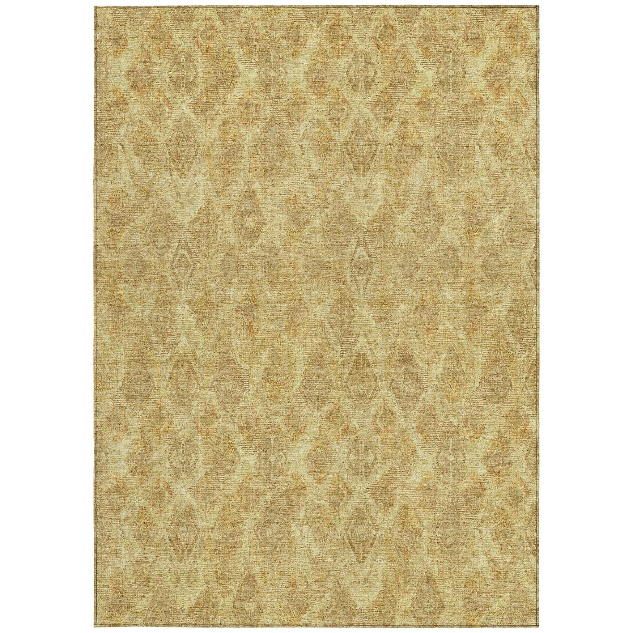 10' X 14' Gold Taupe And Beige Geometric Washable Indoor Outdoor Area Rug