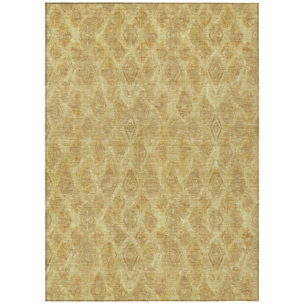 10' X 14' Gold Taupe And Beige Geometric Washable Indoor Outdoor Area Rug