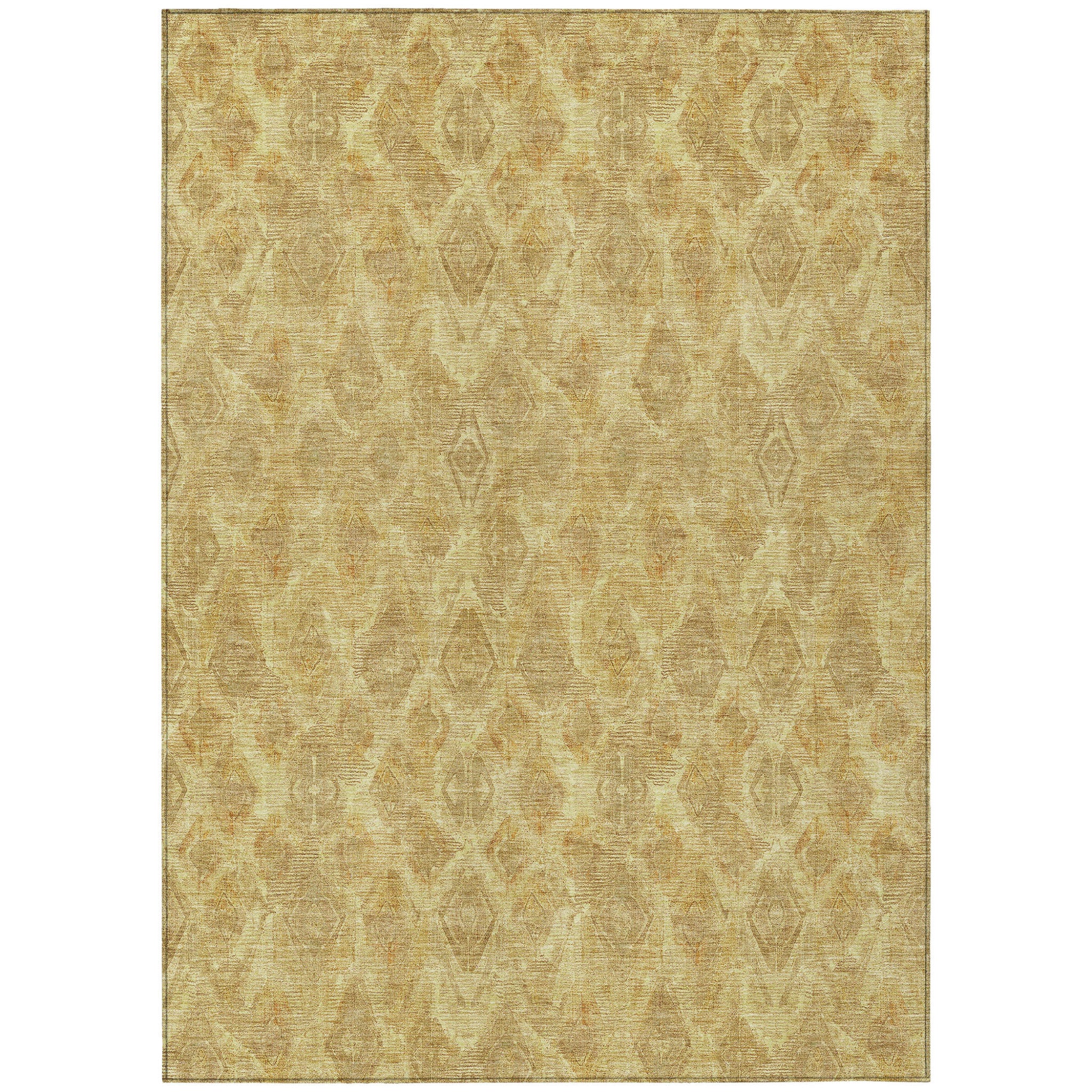 10' X 14' Gold Taupe And Beige Geometric Washable Indoor Outdoor Area Rug