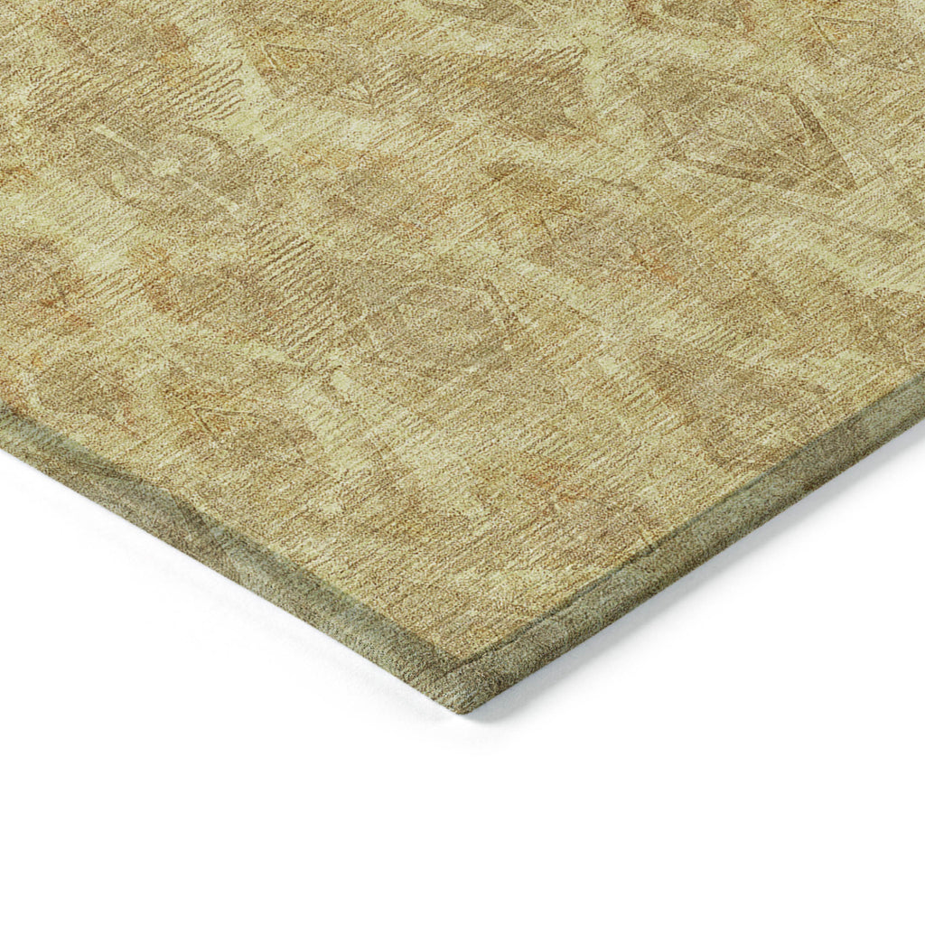 10' X 14' Gold Taupe And Beige Geometric Washable Indoor Outdoor Area Rug