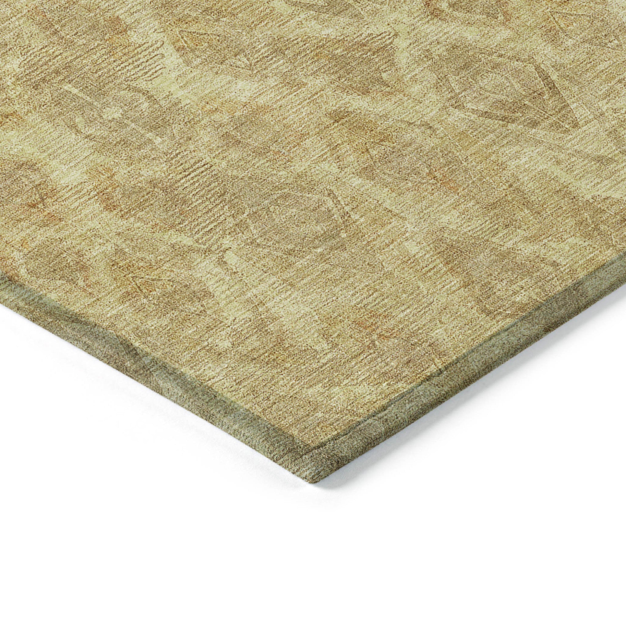 10' X 14' Gold Taupe And Beige Geometric Washable Indoor Outdoor Area Rug