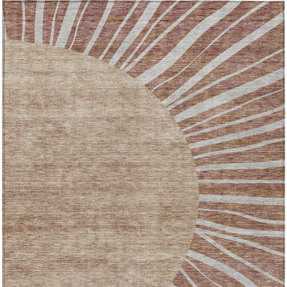 5' X 8' Orange Copper And Terra Cotta Abstract Washable Indoor Outdoor Area Rug