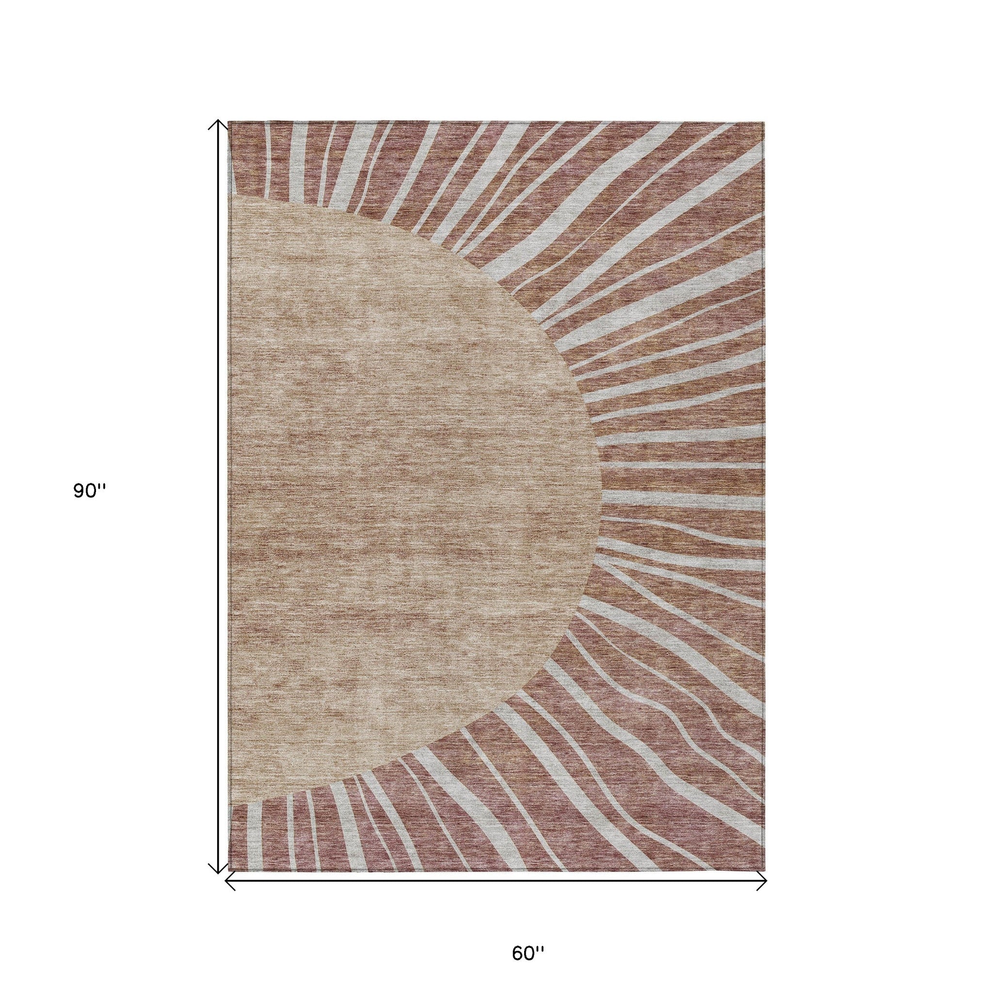 5' X 8' Orange Copper And Terra Cotta Abstract Washable Indoor Outdoor Area Rug