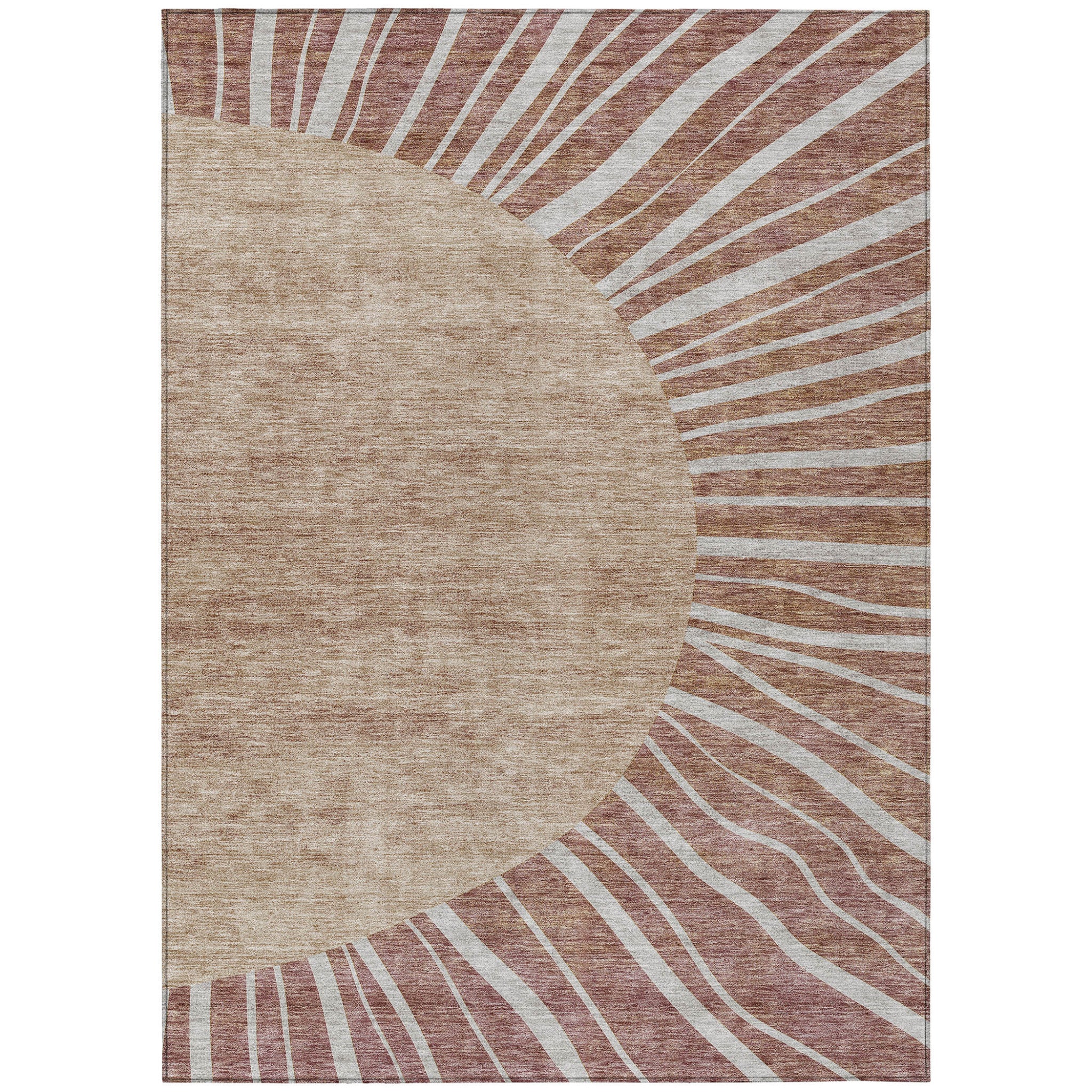 5' X 8' Orange Copper And Terra Cotta Abstract Washable Indoor Outdoor Area Rug