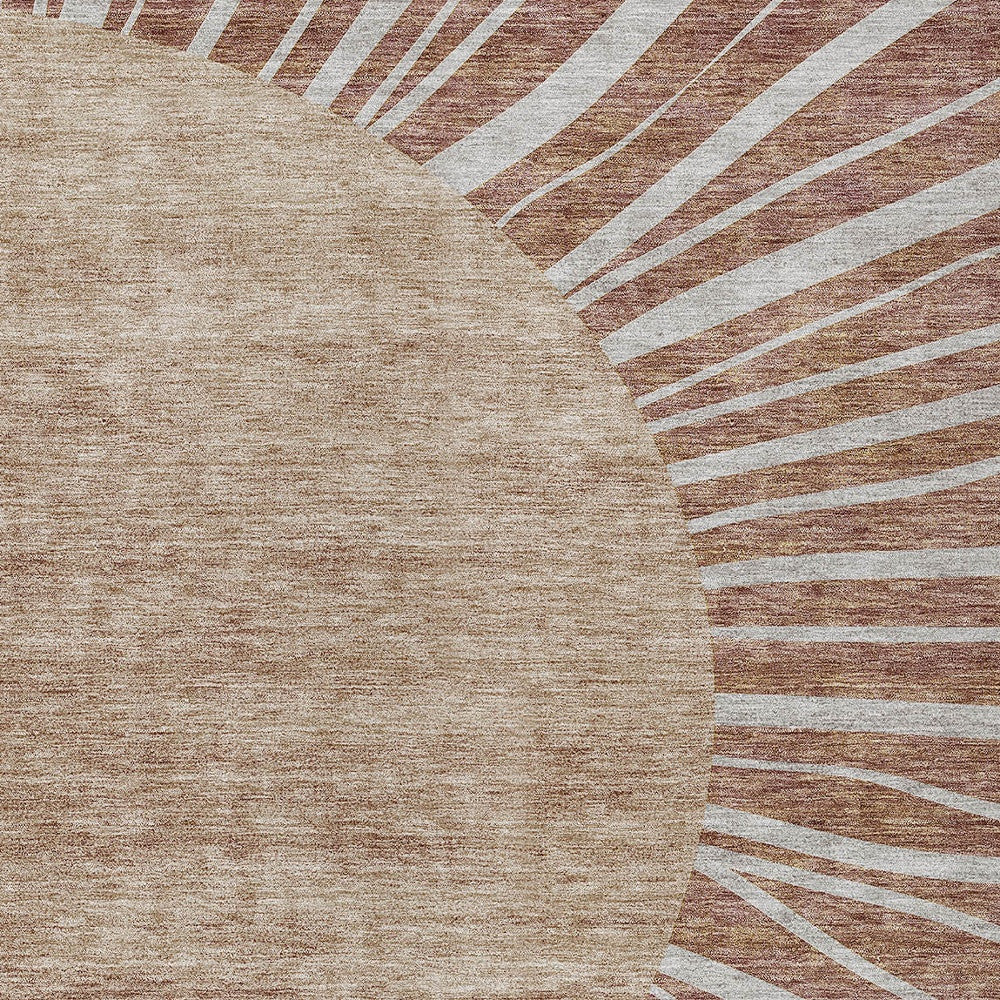 5' X 8' Orange Copper And Terra Cotta Abstract Washable Indoor Outdoor Area Rug