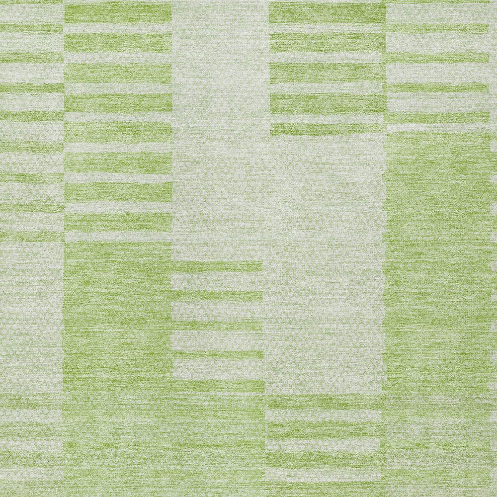 10' X 14' Artichoke Green And Mint Green Striped Washable Indoor Outdoor Area Rug