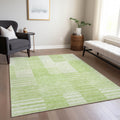 10' X 14' Artichoke Green And Mint Green Striped Washable Indoor Outdoor Area Rug