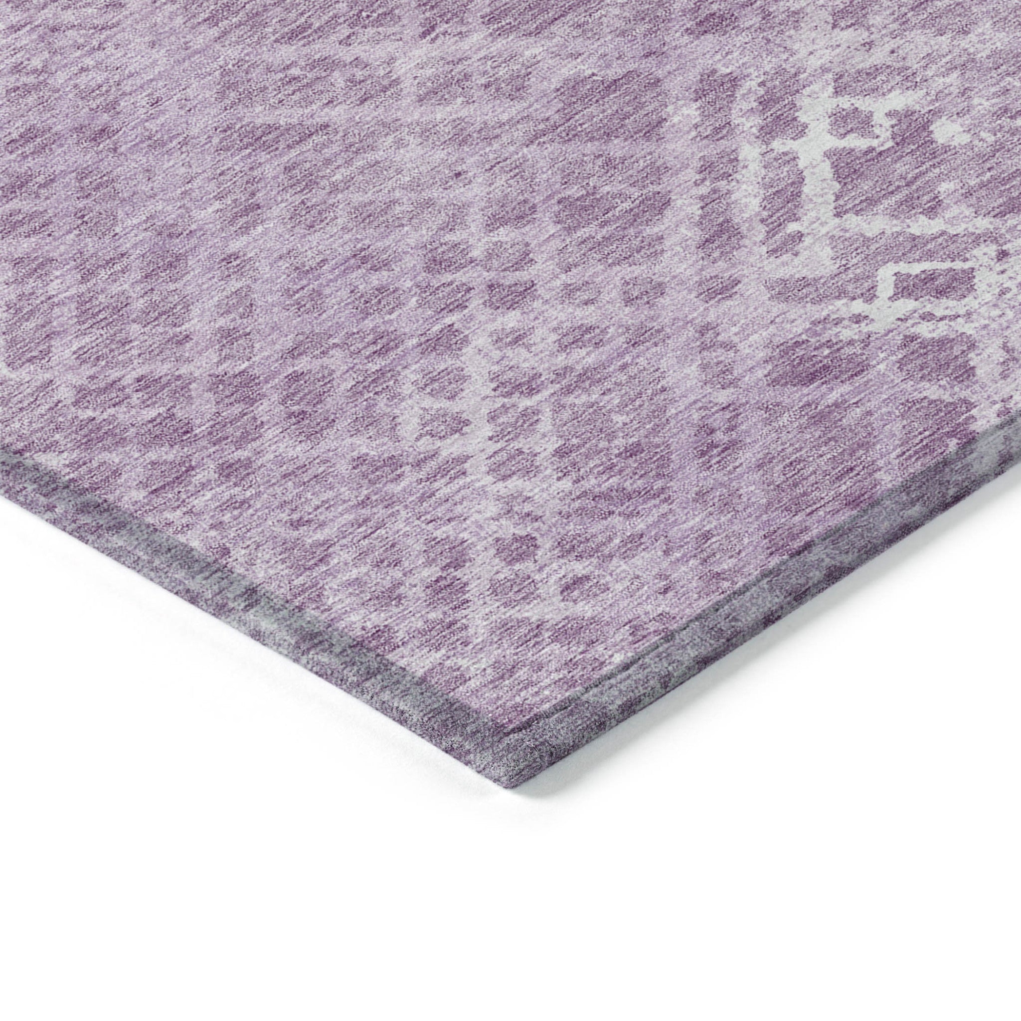 5' X 8' Lavender Purple And Ivory Geometric Washable Indoor Outdoor Area Rug