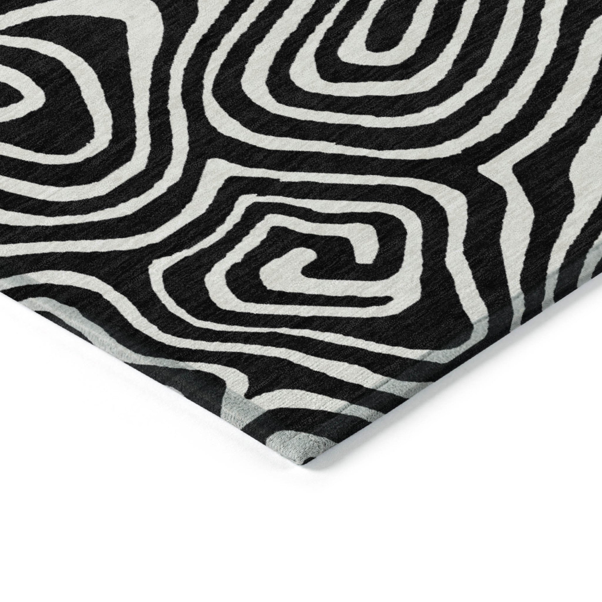 10' X 14' Black And Ivory Abstract Washable Indoor Outdoor Area Rug