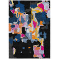9' X 12' Black Blue And Pink Abstract Washable Indoor Outdoor Area Rug