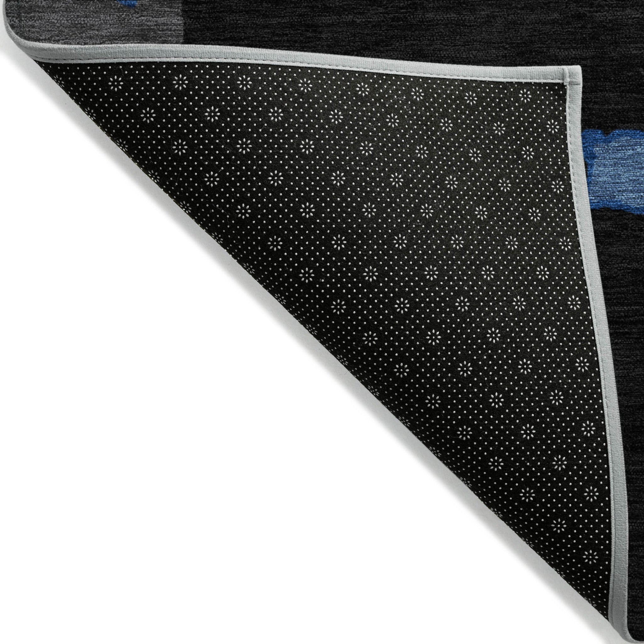 9' X 12' Black Blue And Pink Abstract Washable Indoor Outdoor Area Rug