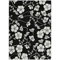 3' X 5' Black Ivory And Gray Floral Washable Indoor Outdoor Area Rug