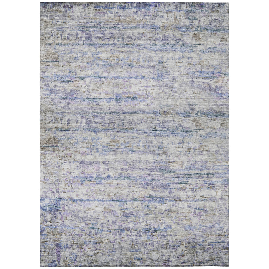 10' X 14' Blue Gray And Purple Striped Washable Indoor Outdoor Area Rug