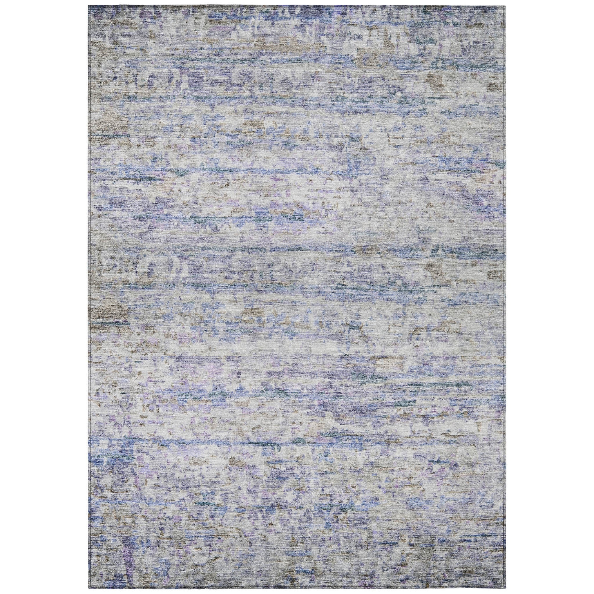10' X 14' Blue Gray And Purple Striped Washable Indoor Outdoor Area Rug