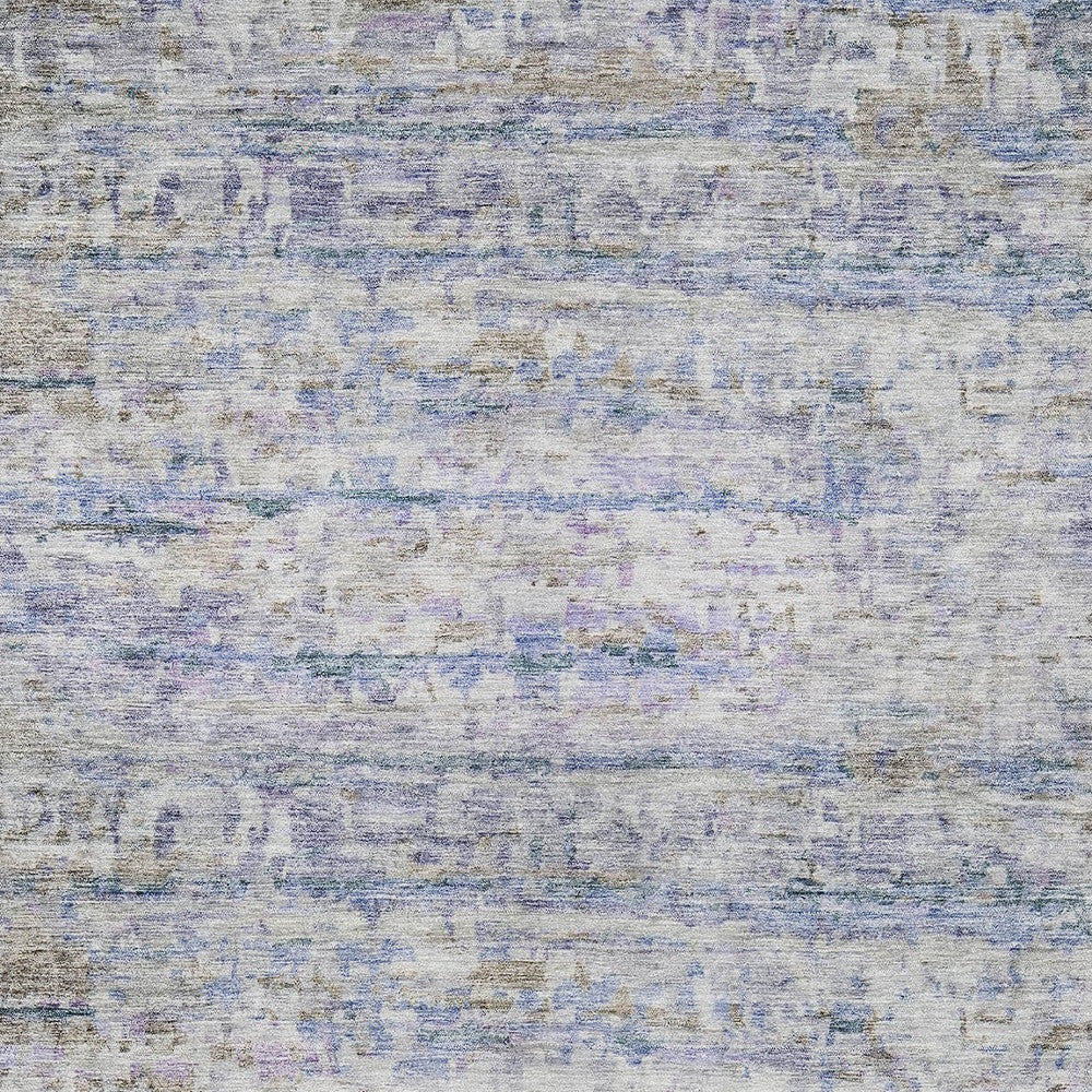10' X 14' Blue Gray And Purple Striped Washable Indoor Outdoor Area Rug