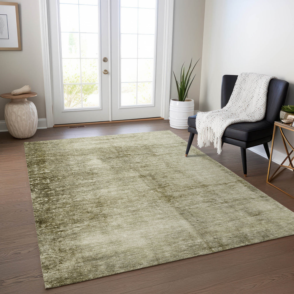 8' X 10' Khaki And Ivory Abstract Washable Indoor Outdoor Area Rug