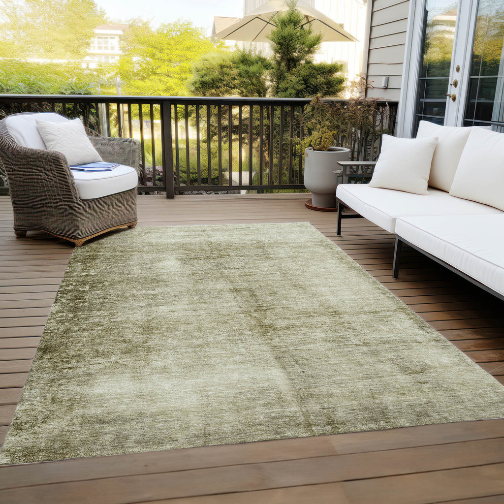 8' X 10' Khaki And Ivory Abstract Washable Indoor Outdoor Area Rug