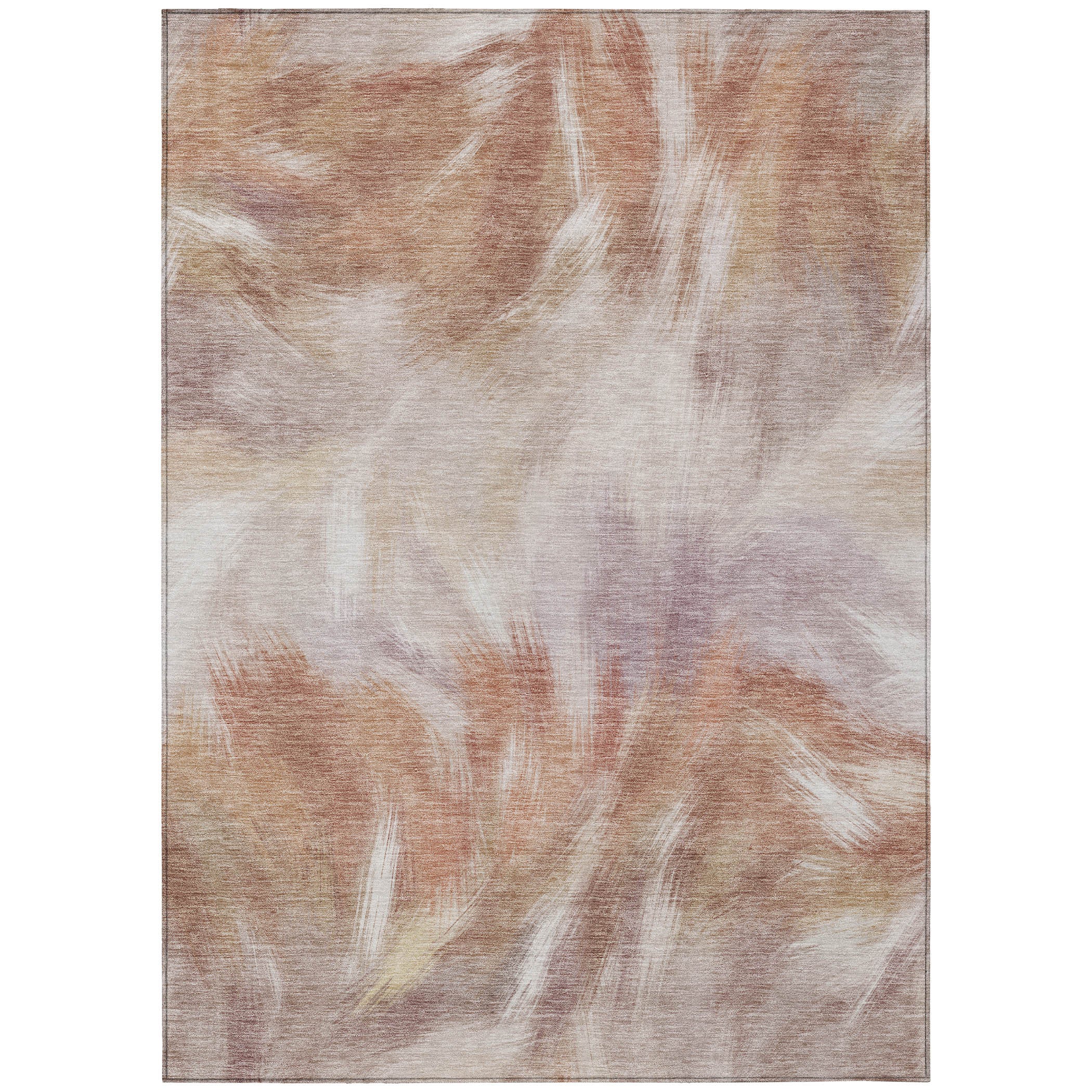 3' X 5' Copper And Ivory Abstract Washable Indoor Outdoor Area Rug