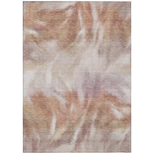 3' X 5' Copper And Ivory Abstract Washable Indoor Outdoor Area Rug