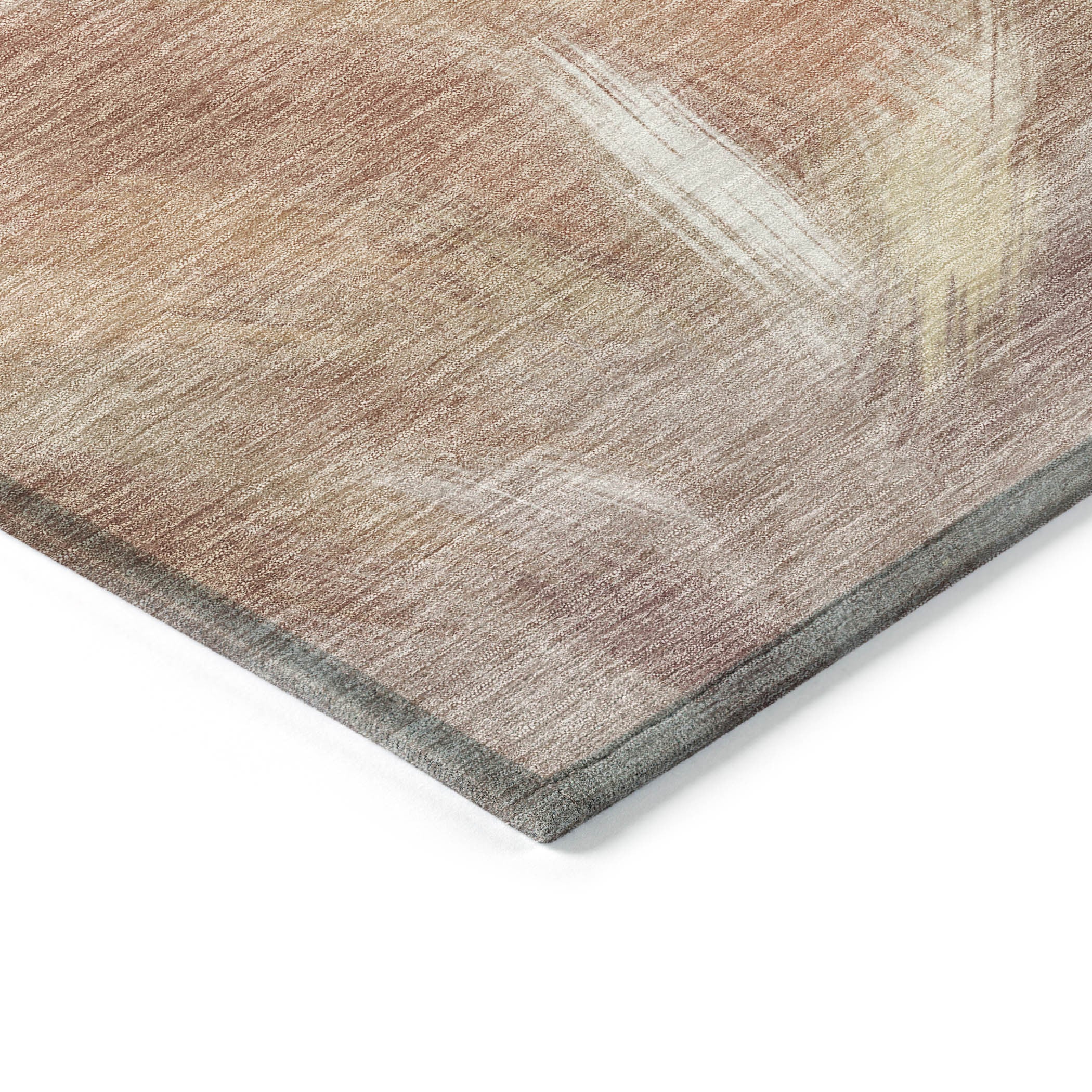 3' X 5' Copper And Ivory Abstract Washable Indoor Outdoor Area Rug